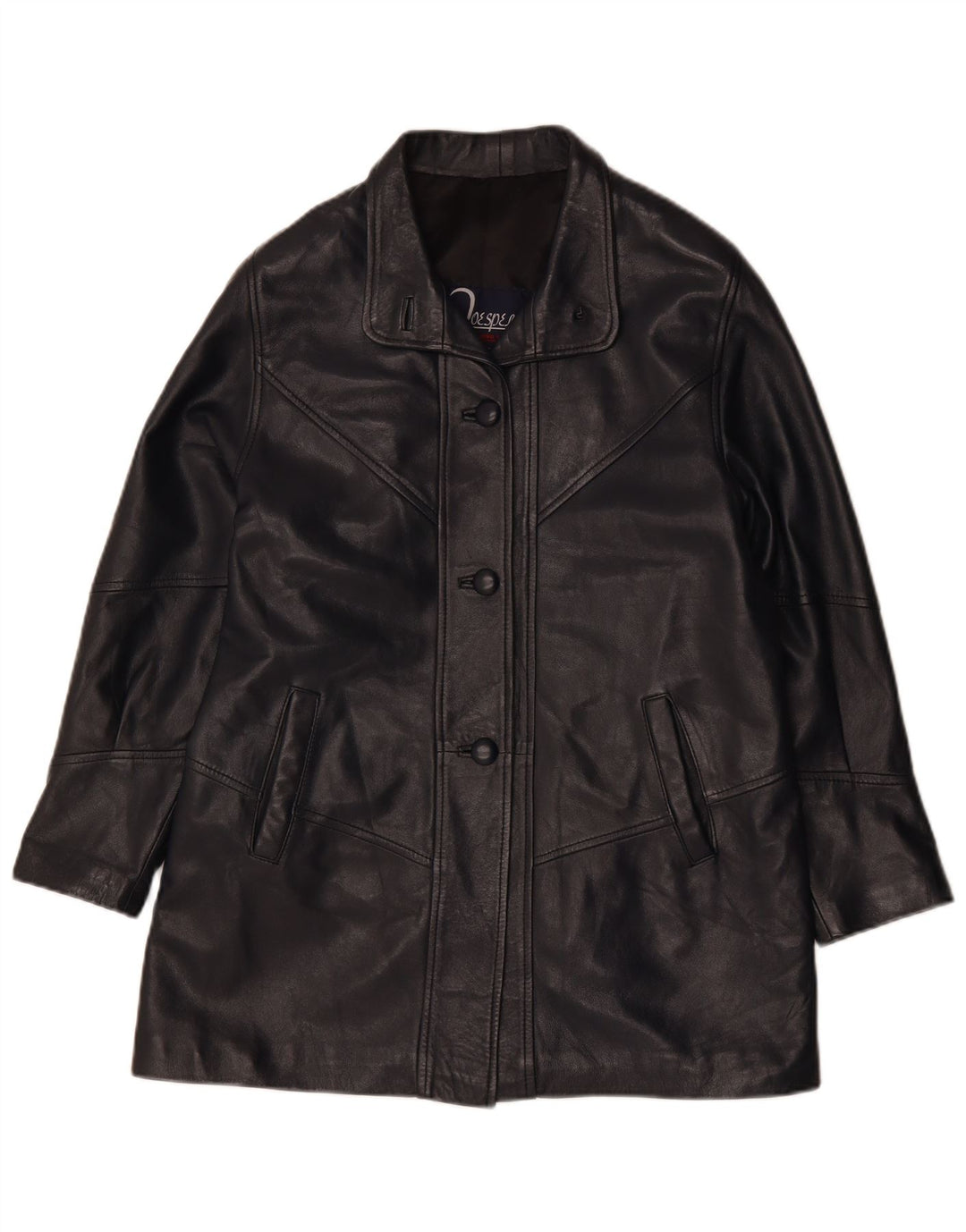 Vintage læderjakke til kvinder UK 14 Medium sort læder