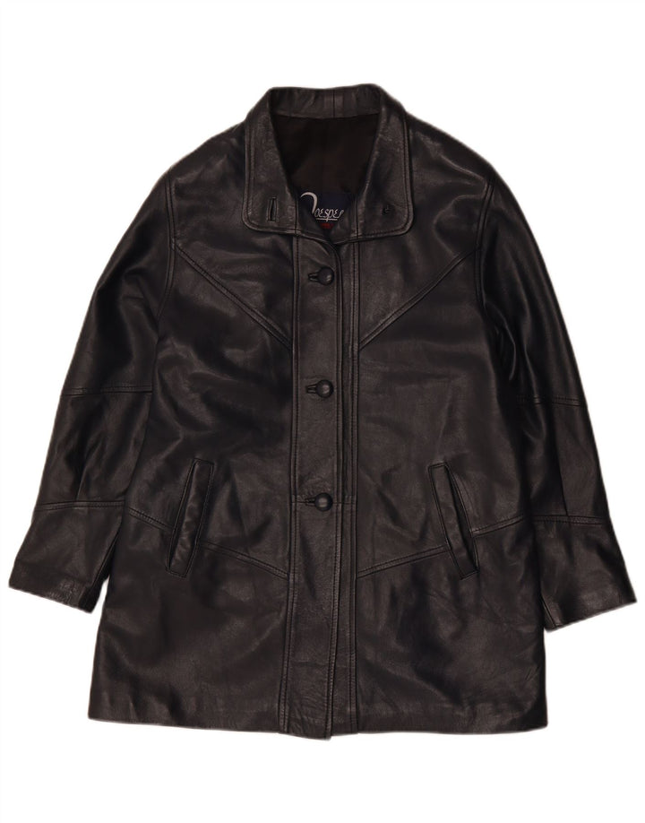 Vintage læderjakke til kvinder UK 14 Medium sort læder