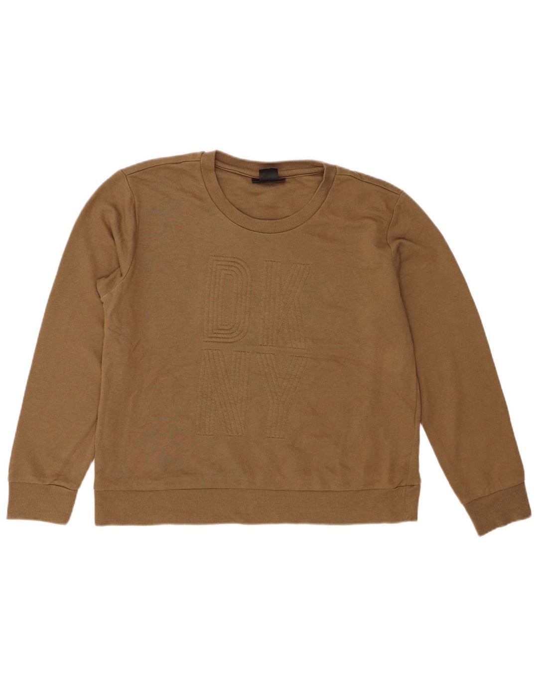 Dkny Dame Grafisk Sweatshirt Jumper UK 14 Medium Khaki Bomuld