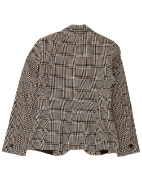 Zara Dame 1-knaps blazerjakke EU 34 2XS Grå ternet polyester