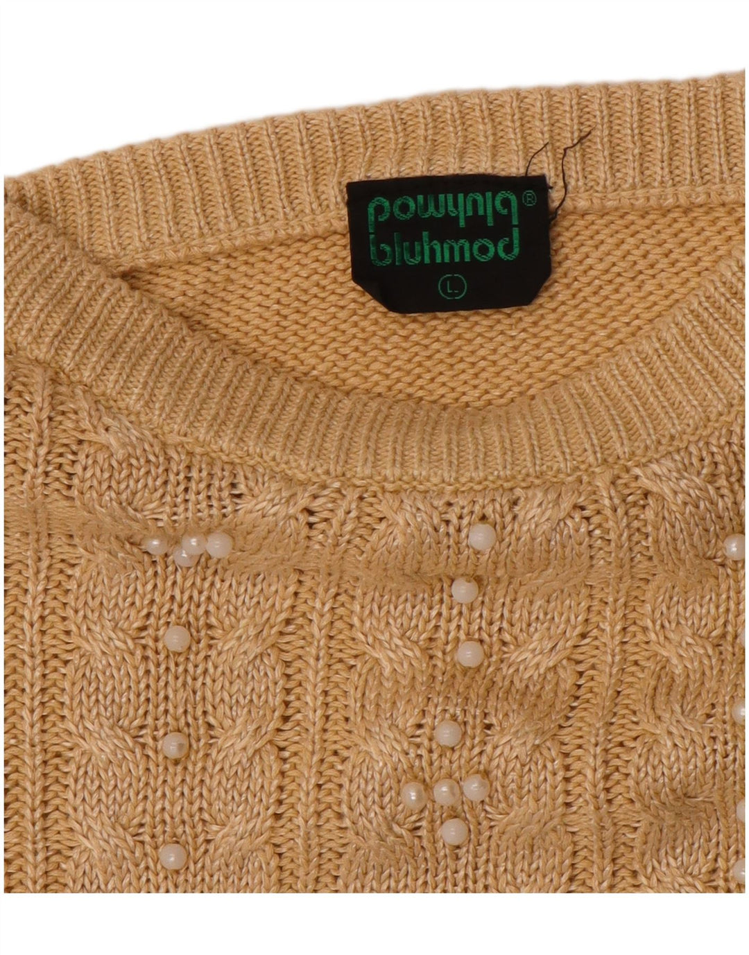 Bluhmod Dame Loose Fit Crew Neck Jumper Sweater UK 16 Large Beige Linen