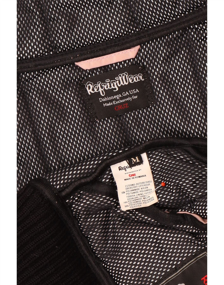 Refrigiwear Womens Crop Hooded Bomber Jacket UK 12 Medium Pink Nylon