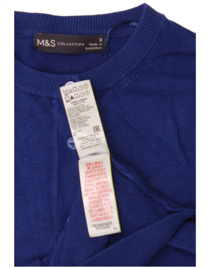 Marks & Spencer Dame Crop Cardigan Sweater UK 8 Small Blue Viscose