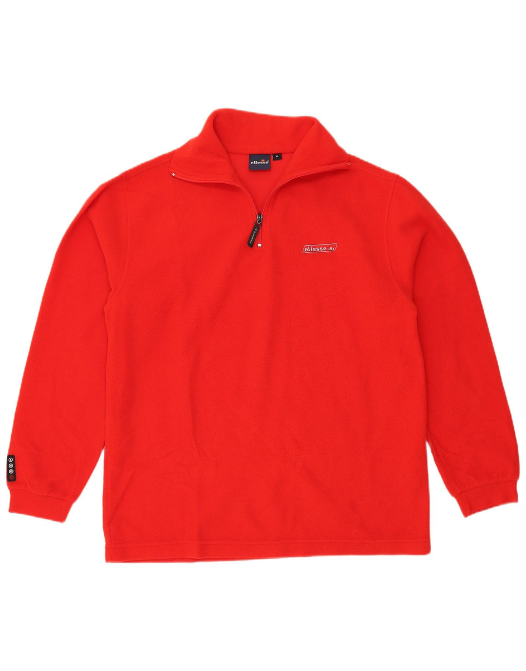 ELLESSE Mens Zip Neck Fleece Jumper XL Red Polyester