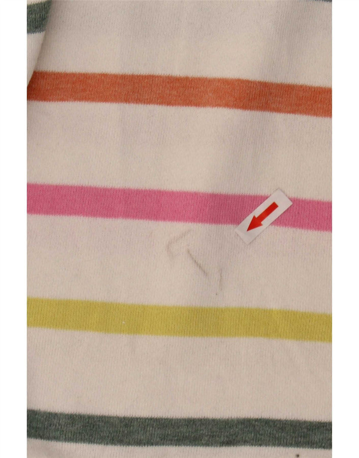 Joules Dame Button Neck Sweatshirt Jumper UK 10 Small White Striped