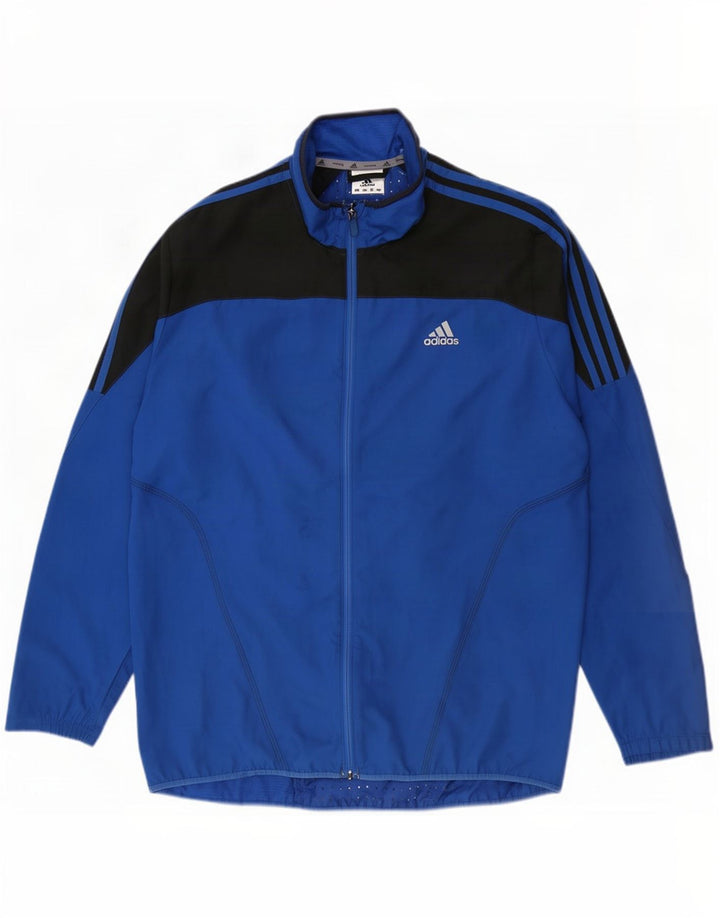 Adidas Træningsdragt til mænd, topjakke, stor blå farveblok polyester