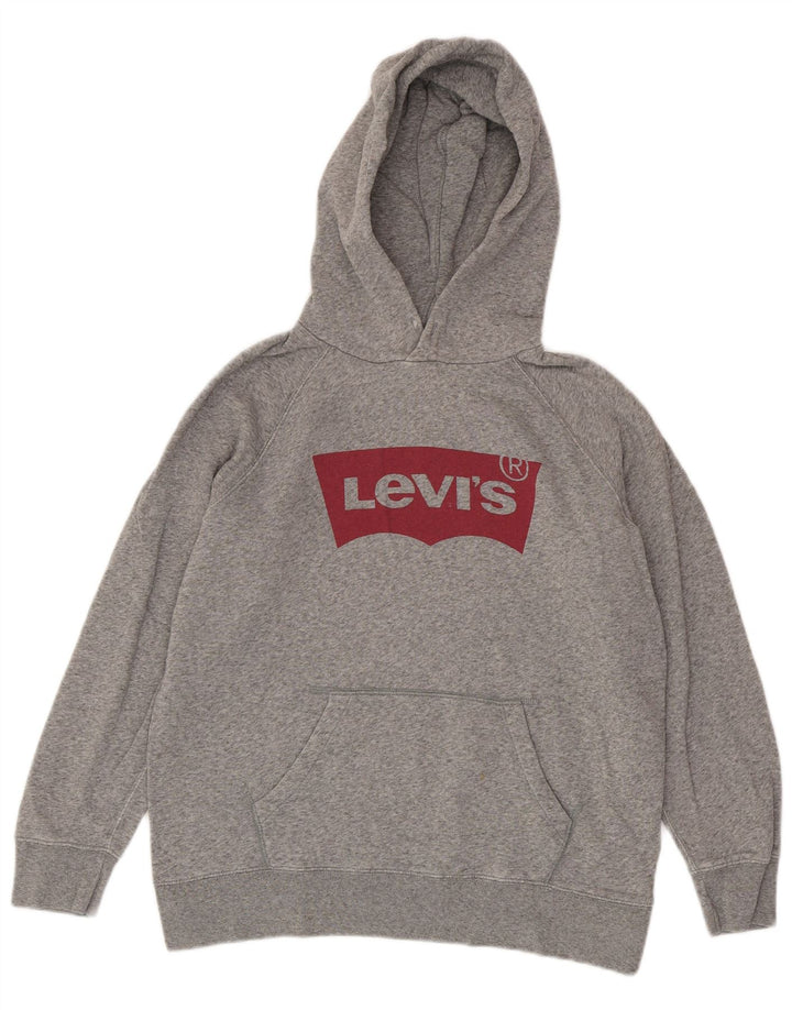 Levi's Grafisk oversize hættetrøje til kvinder UK 10 Små grå flækkede