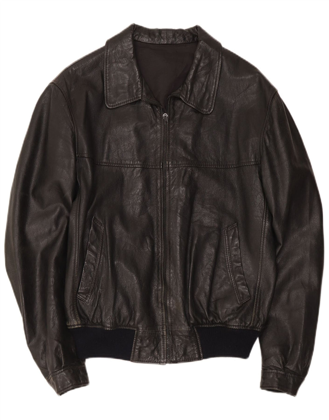 Vintage herre læderjakke IT 48 Medium Sort