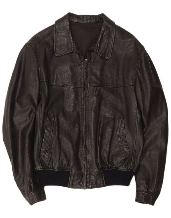 Vintage herre læderjakke IT 48 Medium Sort