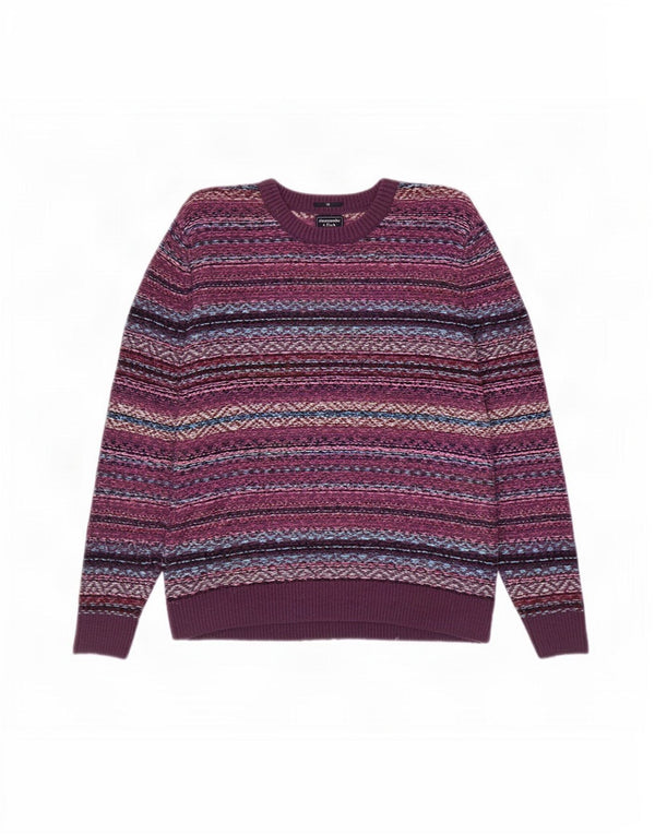 Abercrombie & Fitch Herre sweater med rund hals XL Lilla Fair Isle Nylon