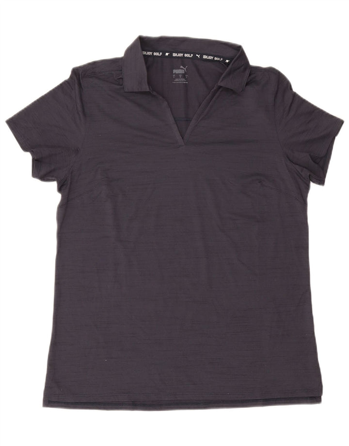 PUMA Polo Shirt til kvinder UK 14 Large Navy Blue Flecked Polyester