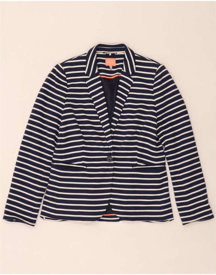 Joules Dame 1 Knap Blazer Jacket UK 10 Small Navy Blue Stribet