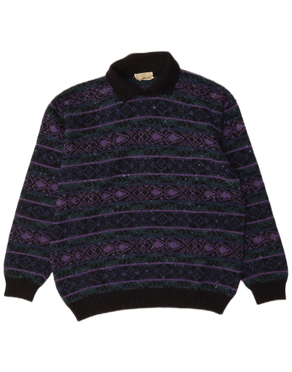 Vintage Polo-halstrøje til mænd Large Multicolored Fair Isle Wool