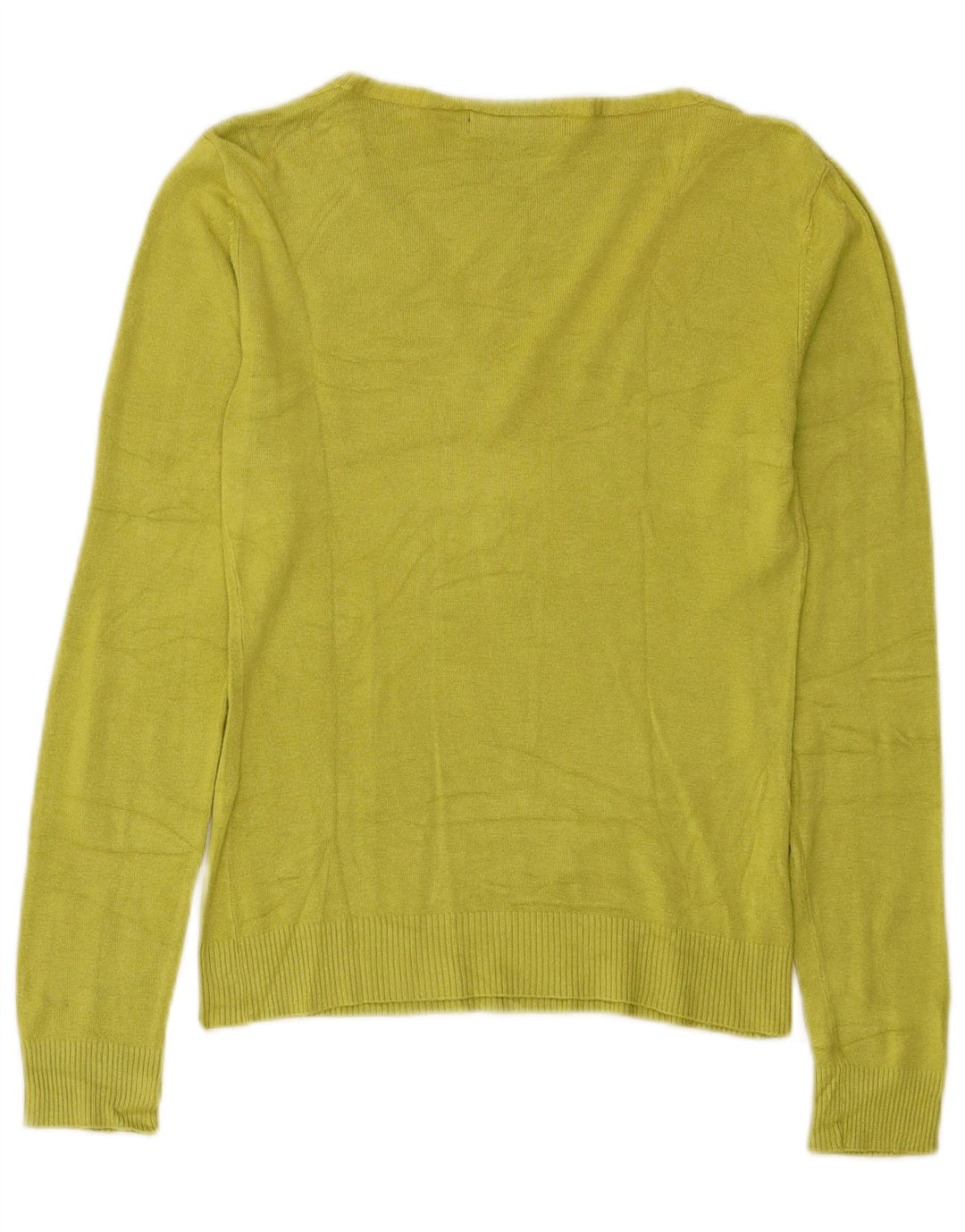 Zara Dame V-hals sweater UK 12 Medium Green Rayon