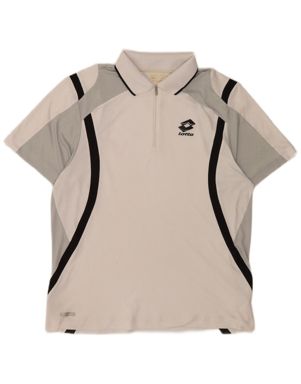Lotto Herre Polo Shirt Large White Colourblock Polyester