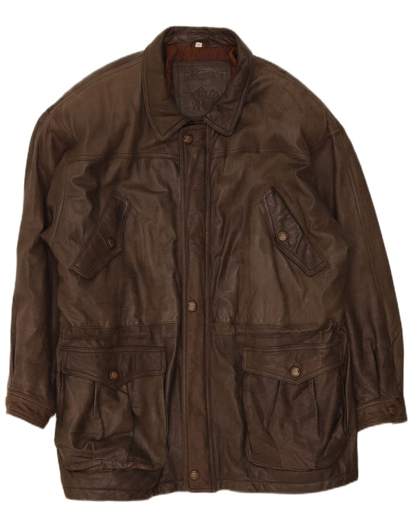 Mc Percy Herre Læderfrakke UK 56 3XL Khaki