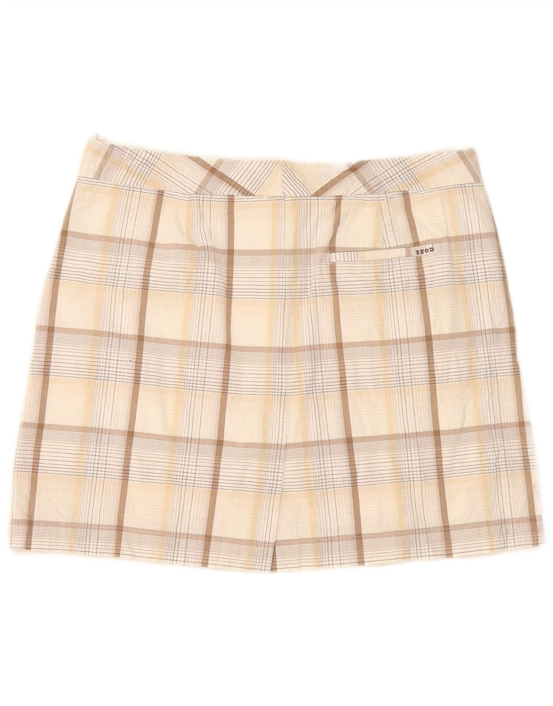 Izod Dame Stretch Mini Nederdel US 8 Medium W32 Beige Ternet Bomuld