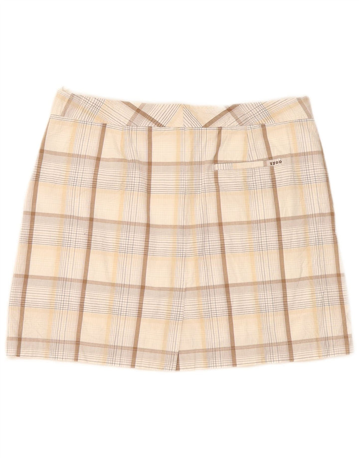 Izod Dame Stretch Mini Nederdel US 8 Medium W32 Beige Ternet Bomuld