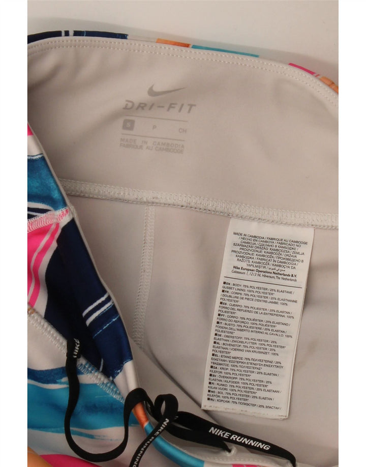 Nike Dame Dri Fit Leggings UK 8 Lille flerfarvet stribet polyester