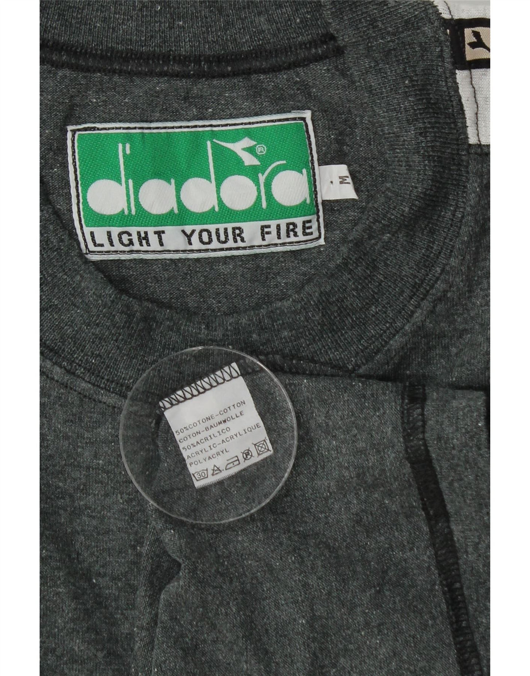 Diadora Herre grafisk rund hals sweater mellemgrå farveblok