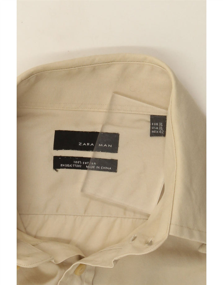 Zara Herreskjorte XL Beige Bomuld