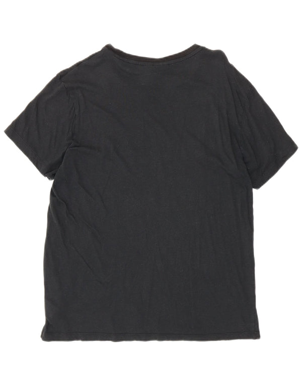 Adidas Dame Oversized grafisk T-shirt Top UK 10 Small Black Bomuld