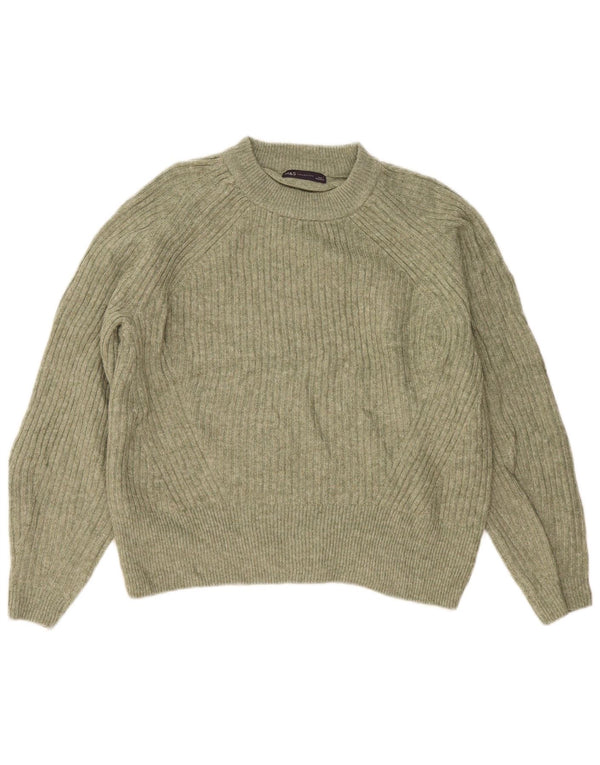 Marks & Spencer Womens Crew Neck Jumper Sweater UK 16 Large Green Acrylic