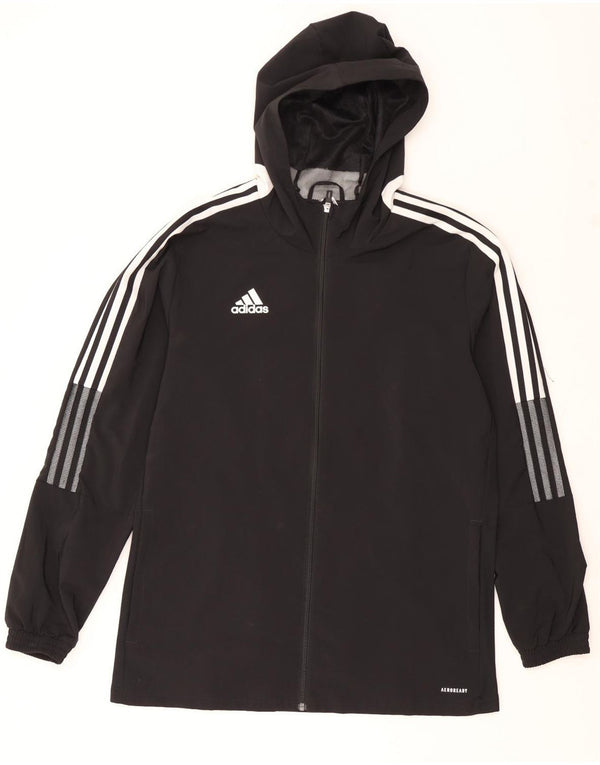 Adidas Mens Aeroready Hooded Tracksuit Top Jacket Large Black Polyester