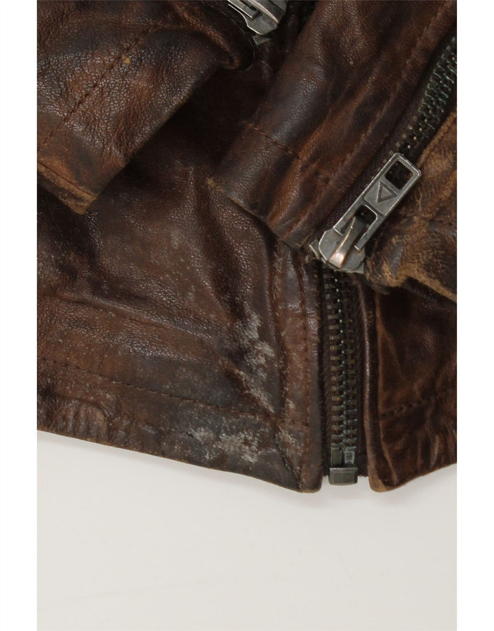 Be Edgy Herre Læderjakke UK 40 Stor Brun Læder