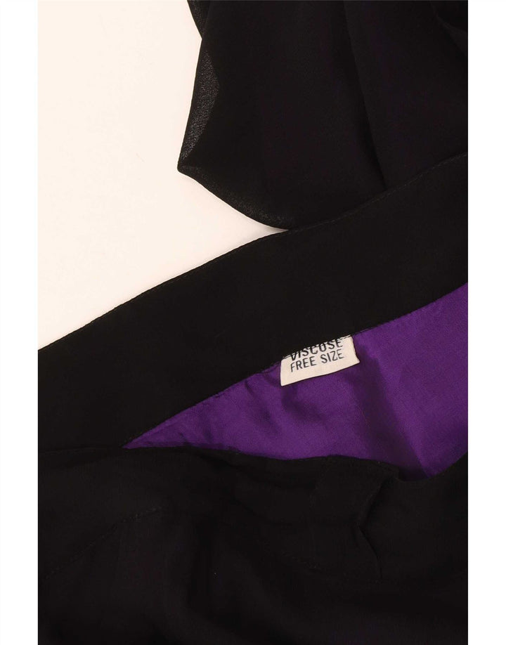 Vintage slå-om nederdel til kvinder One Size W48 sort viskose