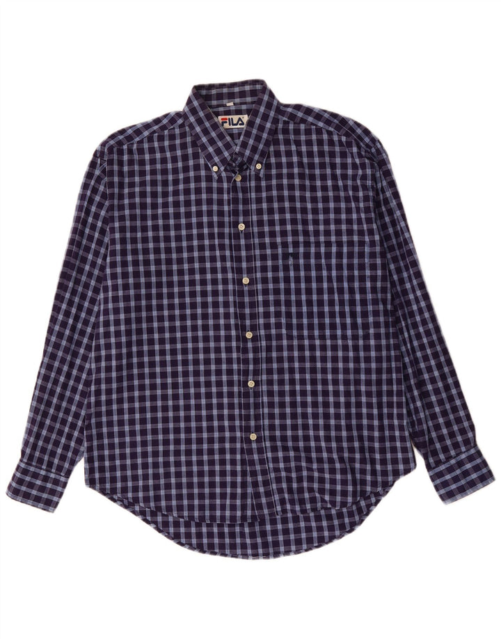 FILA Herreskjorte Stor marineblå ternet bomuld