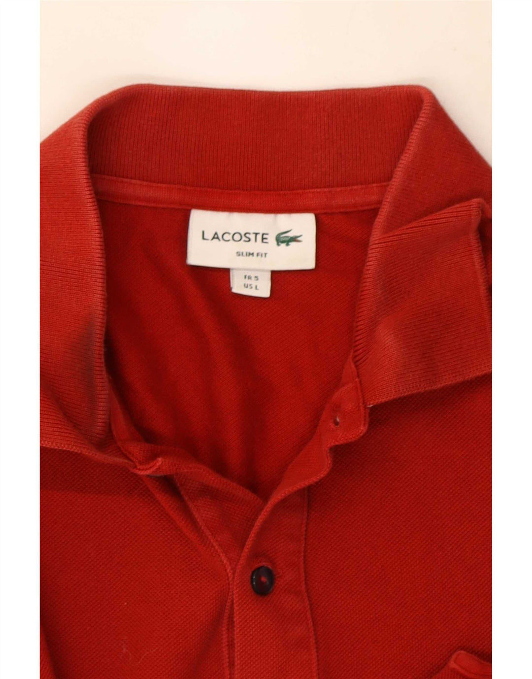 Lacoste Herre Slim Fit Polo Shirt Størrelse 5 Large Rød