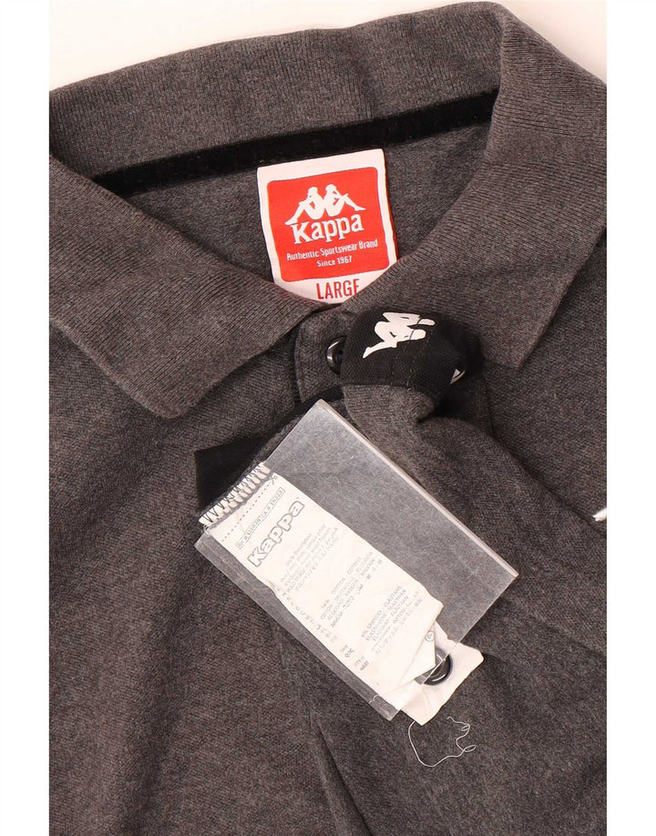 Kappa Herre grafisk poloshirt Stor grå Colourblock Bomuld