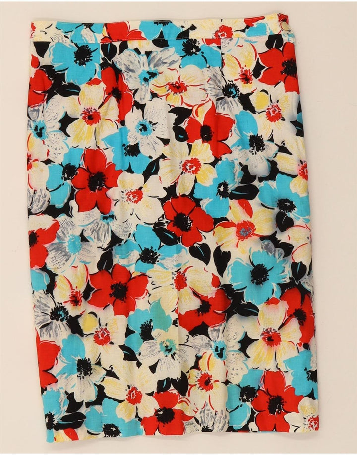 VINTAGE Womens Straight Skirt W28 Medium Multicoloured Floral Vintage Vintage and Second-Hand Vintage from Messina Hembry 