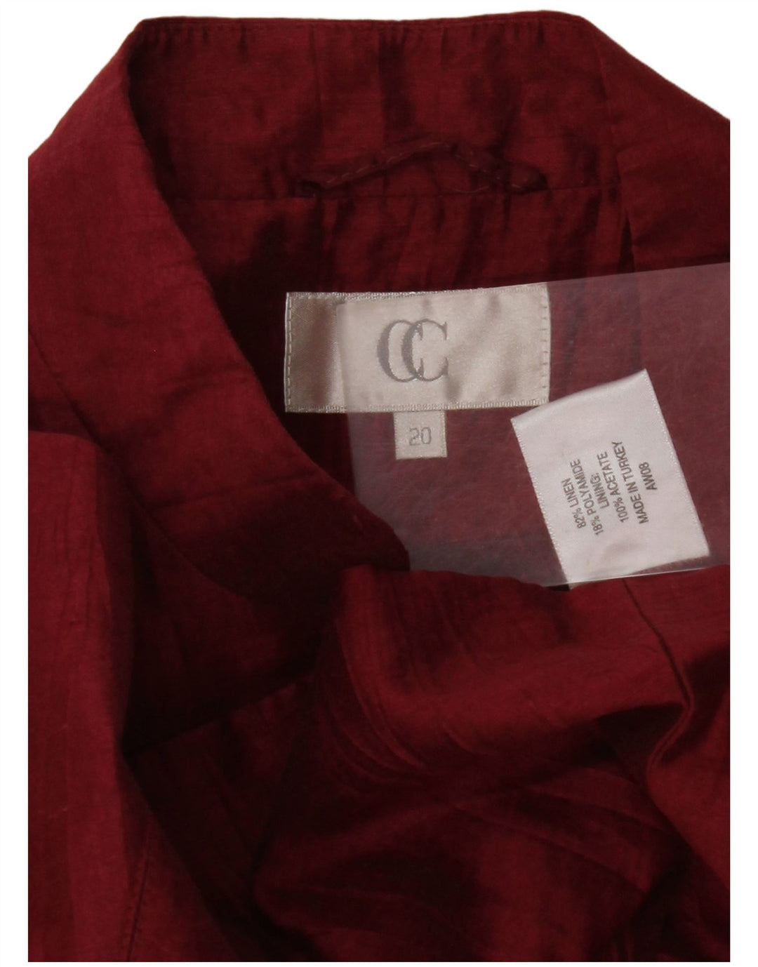 CC Womens 1 Button Blazer Jacket UK 20 2XL Burgundy Linen