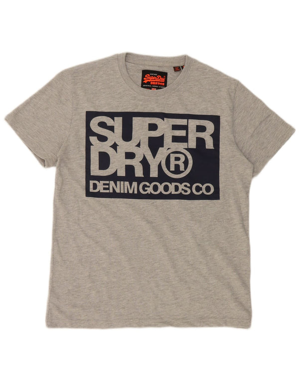 Superdry Mens Graphic T-Shirt Top Large Grey Flecked Cotton