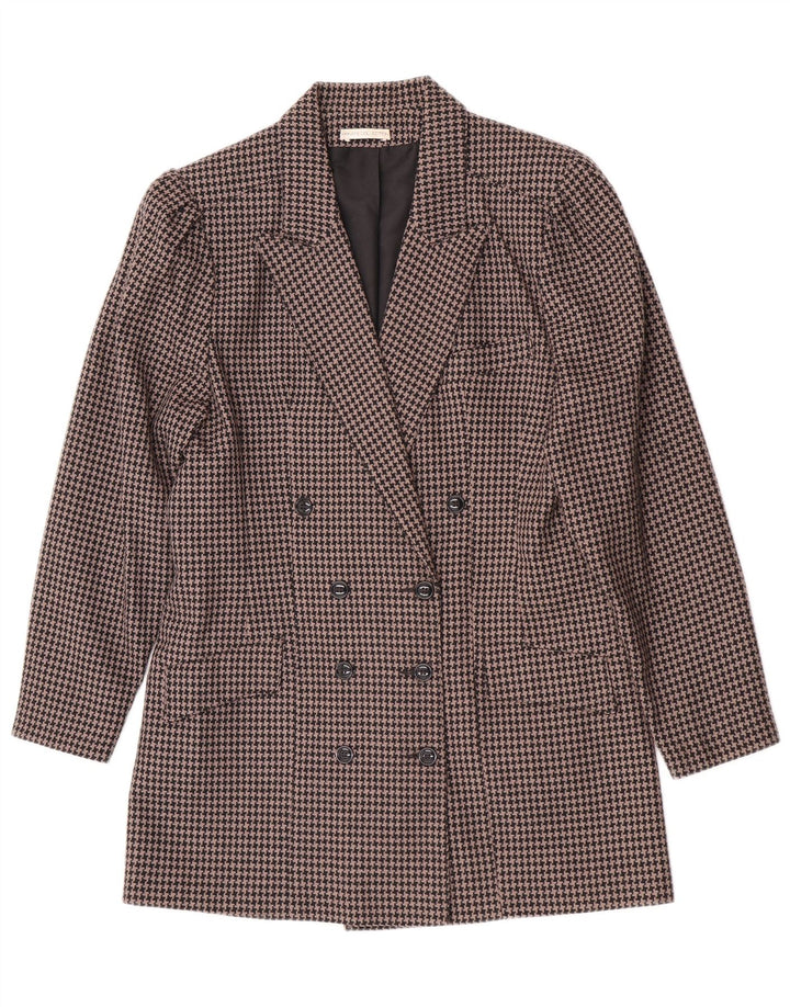 Vintage kvinders 2-delt nederdelsæt UK 14 Medium W28 Brown Houndstooth