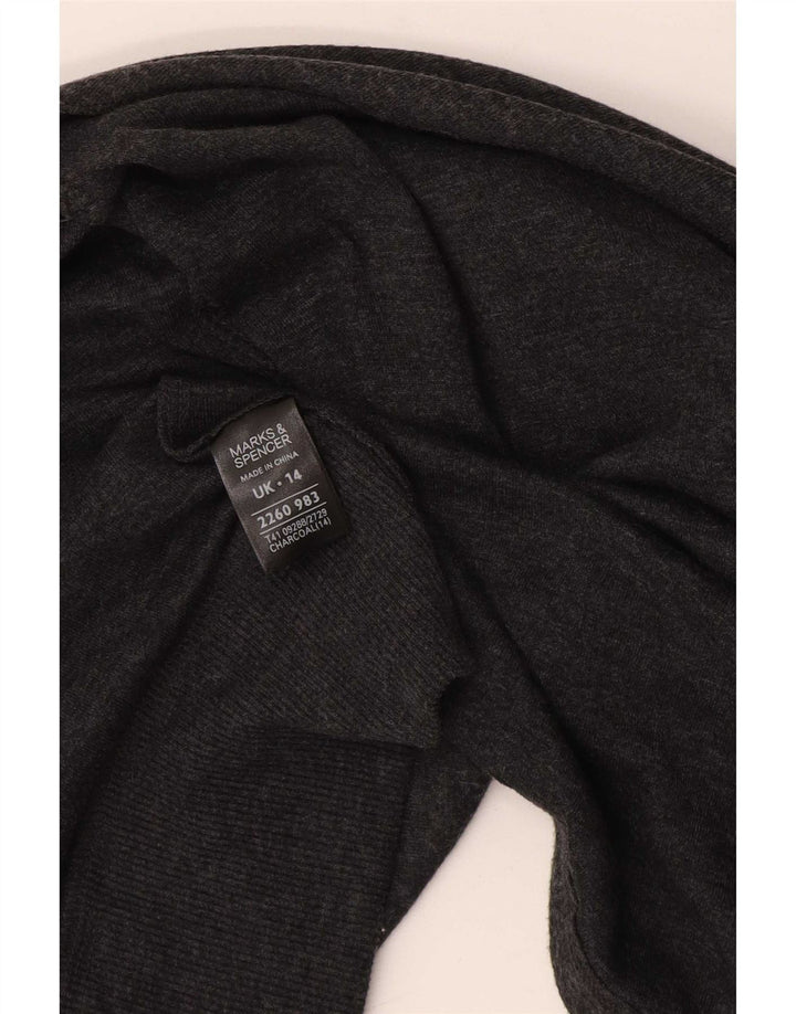 Marks & Spencer Dame Asymmetrisk Cardigan Sweater UK 14 Medium Grey