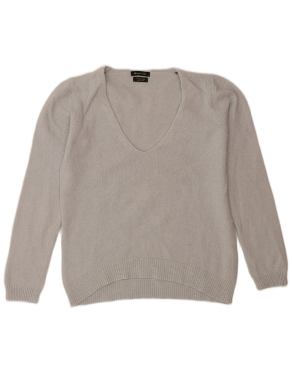 Massimo Dutti Dame V-hals sweater UK 12 Medium Grå