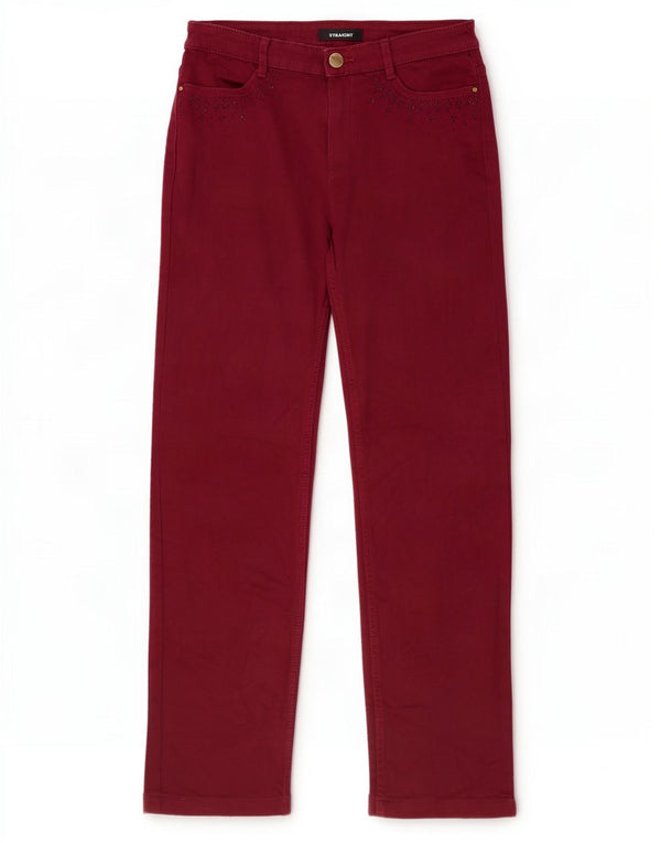 Marks & Spencer Dame Casual Bukser UK 10 Small W28 L29 Burgundy