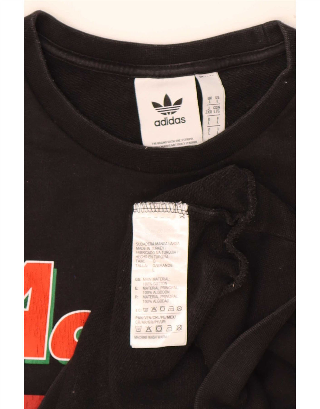 Adidas grafisk sweatshirt til mænd, stor sort bomuld