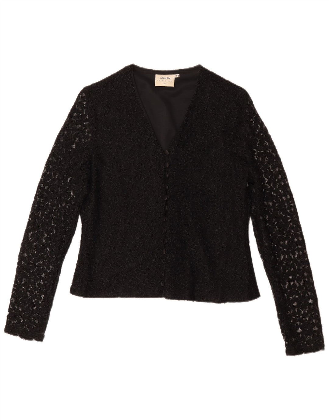 H&M skjortebluse til kvinder IT 42 Medium Black Floral Nylon