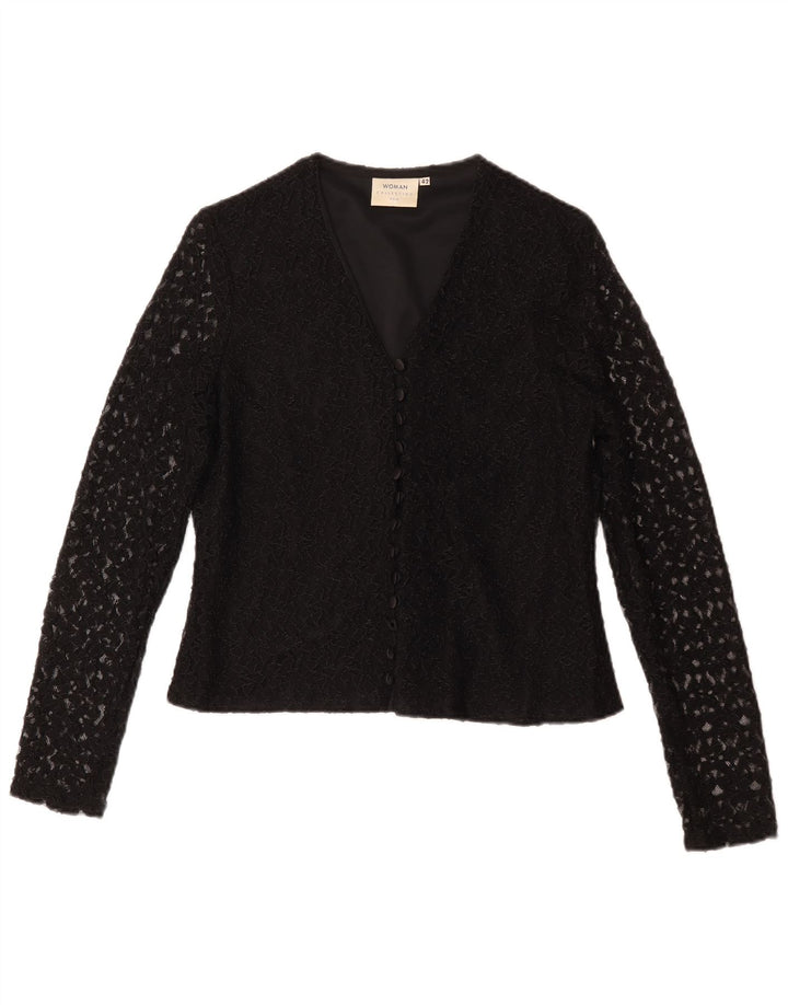 H&M skjortebluse til kvinder IT 42 Medium Black Floral Nylon