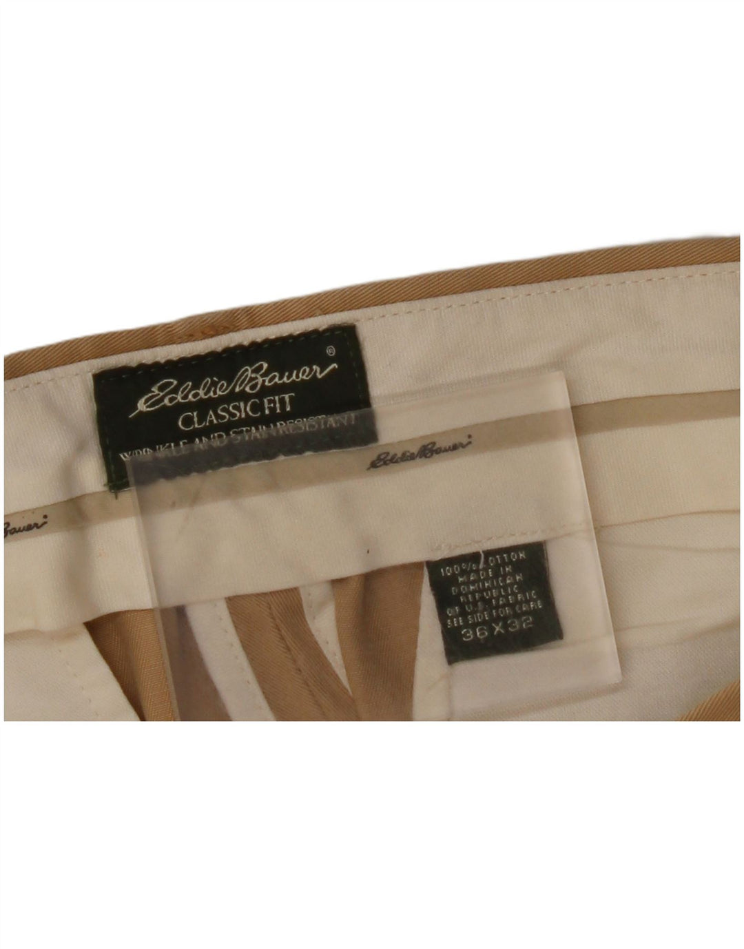 EDDIE BAUER Herre Classic Fit Pegged Chino Bukser W36 L32 Beige Bomuld