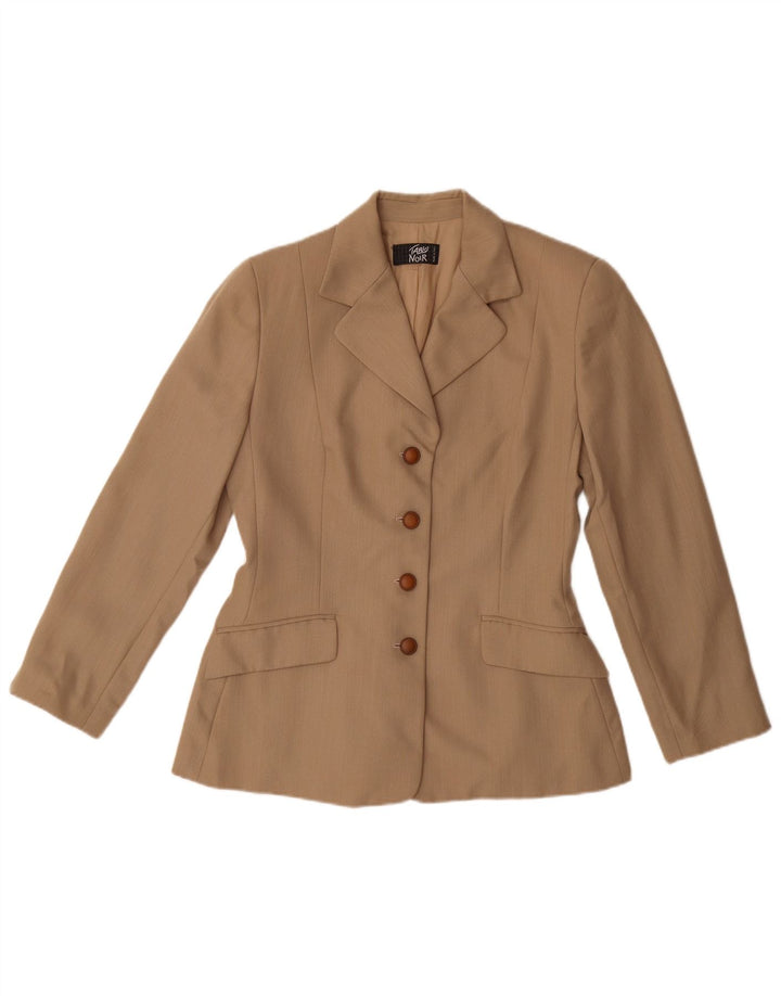 Vintage dame 4-knaps blazerjakke UK 14 Medium Beige Virgin Wool
