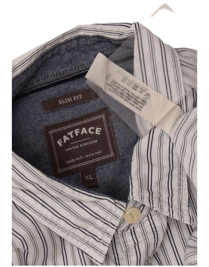 Fat Face Herre Slim Fit Shirt XL Hvidstribet bomuld
