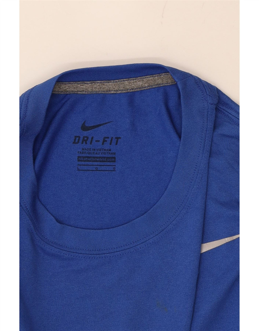 NIKE Mens Dri Fit Graphic T-Shirt Top Large Blue Polyester Vintage Nike and Second-Hand Nike from Messina Hembry 