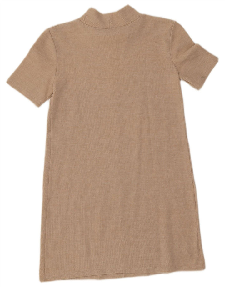 Zara Kortærmede Shift Dress UK 10 Small Beige
