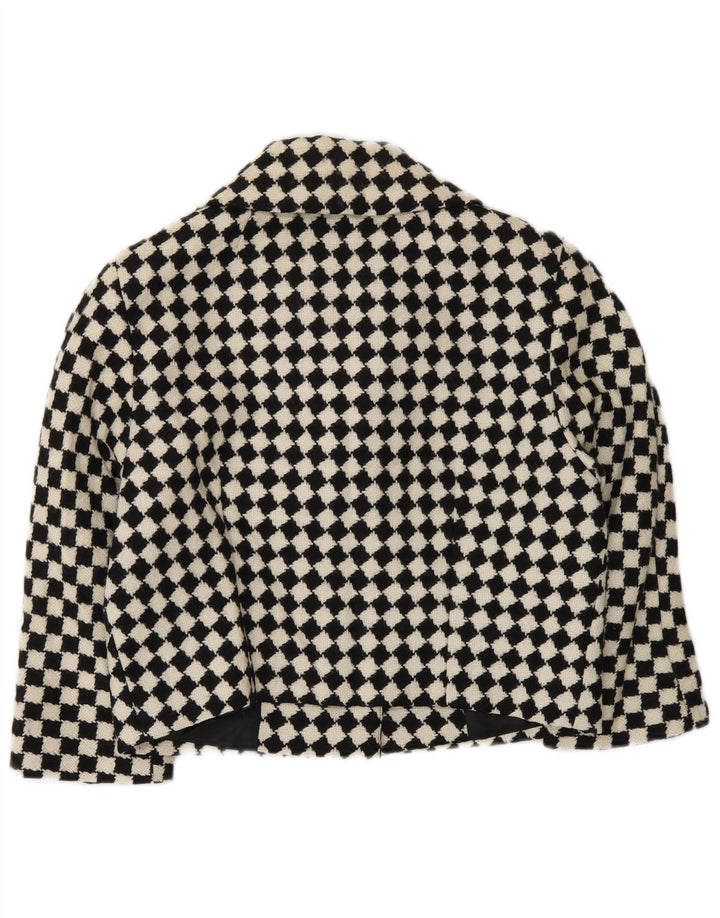 Hobbs Bolero-jakke med 3/4 ærmer til kvinder UK 12 Medium Sort geometrisk uld