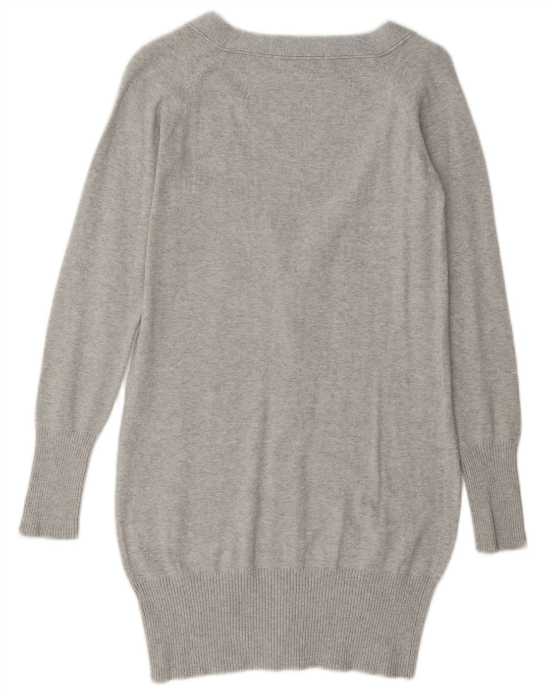 Zara Dame Cardigan Sweater UK 10 Lille Grå Bomuld
